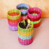 Pot à crayons tressé couleurs bariolées - photo 1
