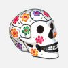 Crâne mexicain à fleurs Peint, Blanc