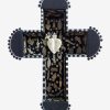 Vitrine croix sertie de milagros 27,5*22 cm noir
