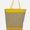 Braided plastic handmade handbag bag yellow L 40x20x4cm