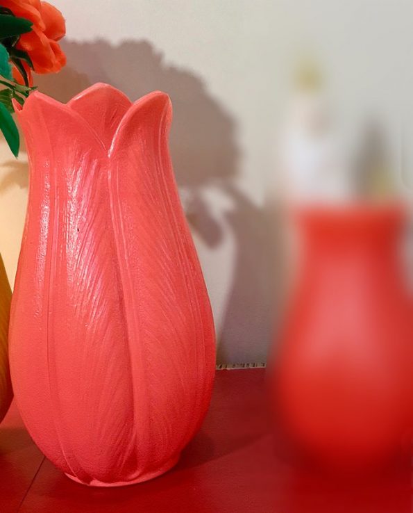 Vase tulipe plastique orange 27cm - Tienda Esquipulas