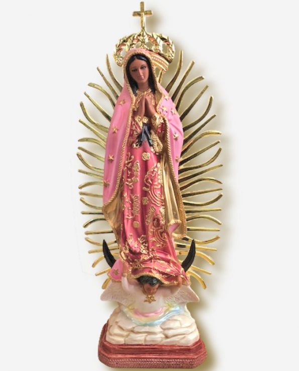 Statue résine vierge de Guadalupe 50cm - rose