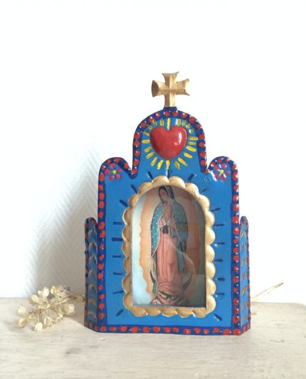 Niche église mexicaine Vierge de Guadalupe - bleu clair