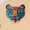 Decorative patch smiling Tiger 30cm - Two-tone turquoise