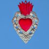 Ex-voto heart embossed metal 20cm flama