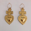 Brass earrings - cross heart +