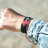 Black beaded heart bracelet